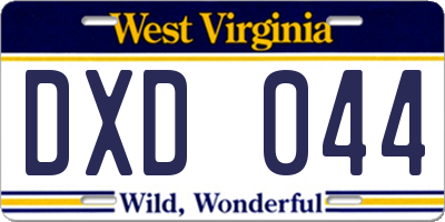 WV license plate DXD044