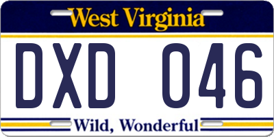 WV license plate DXD046
