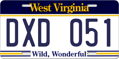 WV license plate DXD051