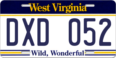 WV license plate DXD052