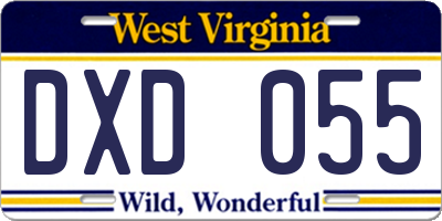 WV license plate DXD055