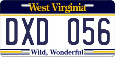 WV license plate DXD056