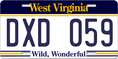 WV license plate DXD059