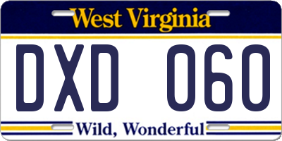 WV license plate DXD060