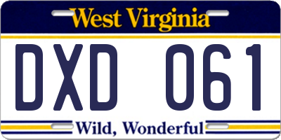 WV license plate DXD061