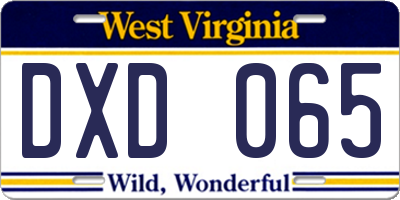 WV license plate DXD065
