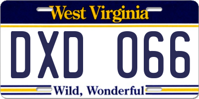 WV license plate DXD066