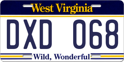 WV license plate DXD068