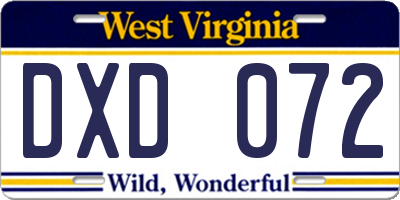 WV license plate DXD072