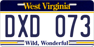 WV license plate DXD073