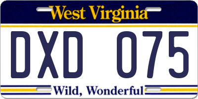 WV license plate DXD075