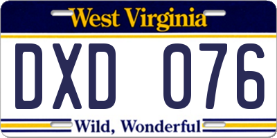 WV license plate DXD076