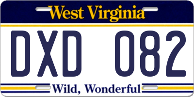 WV license plate DXD082