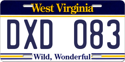 WV license plate DXD083