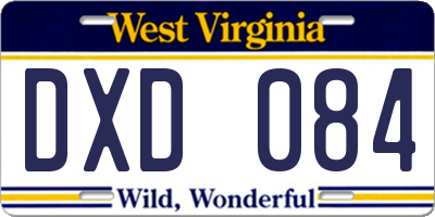 WV license plate DXD084