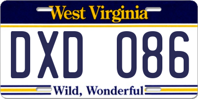 WV license plate DXD086