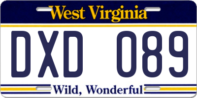 WV license plate DXD089
