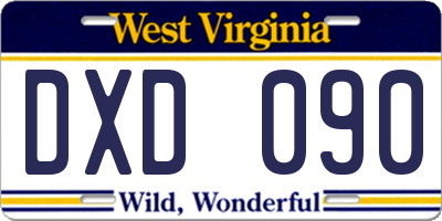 WV license plate DXD090