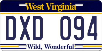 WV license plate DXD094