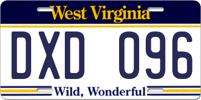 WV license plate DXD096