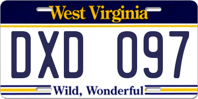 WV license plate DXD097