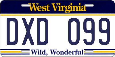 WV license plate DXD099