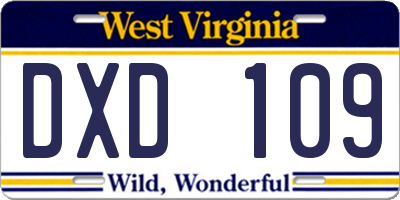 WV license plate DXD109