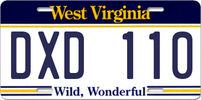 WV license plate DXD110