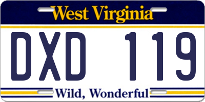 WV license plate DXD119