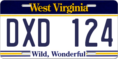 WV license plate DXD124
