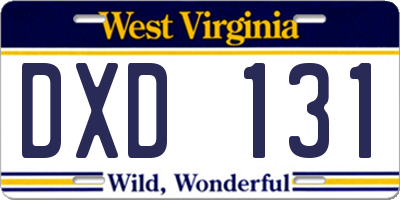 WV license plate DXD131