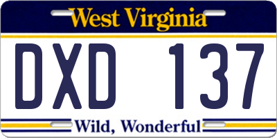 WV license plate DXD137