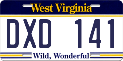 WV license plate DXD141