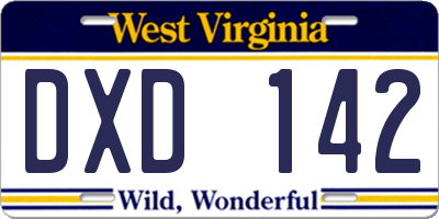 WV license plate DXD142