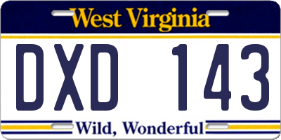 WV license plate DXD143