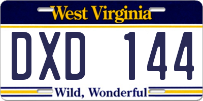 WV license plate DXD144