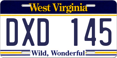 WV license plate DXD145