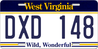 WV license plate DXD148