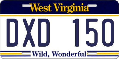 WV license plate DXD150
