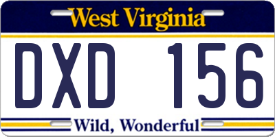WV license plate DXD156