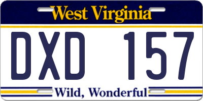 WV license plate DXD157