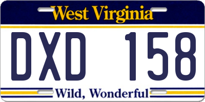 WV license plate DXD158