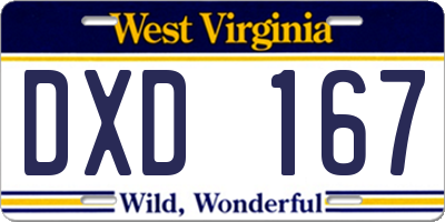 WV license plate DXD167