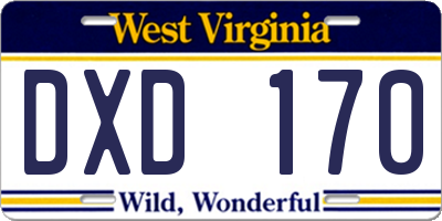 WV license plate DXD170