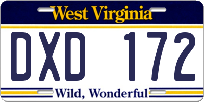WV license plate DXD172