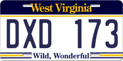 WV license plate DXD173