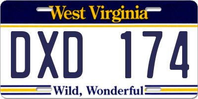 WV license plate DXD174
