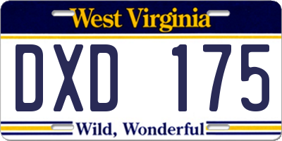 WV license plate DXD175
