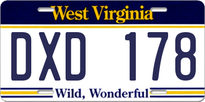 WV license plate DXD178