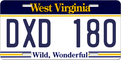 WV license plate DXD180